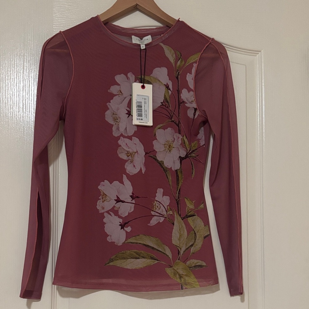 NWT-Ted Baker Rose Pink Floral Blouse